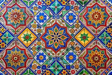 Geometric Tile Design - Colorful Patterns, Bright Colors, High Detail