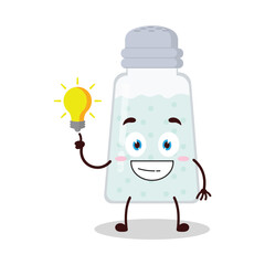 cute creative expression of salt cartoon character with shiny lamp