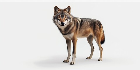 Obraz premium Studio photo of a wolf isolated against a white background. Wildlife and conservation concept, space for copy.
