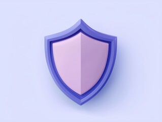 spam call  block  privacy Concept. 3D shield icon in purple and pink colors representing protection and security.