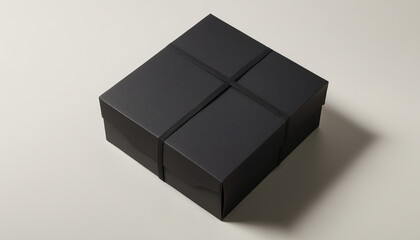 Foldable box mockup with black design and ribbon detail on a light background for premium packaging concept