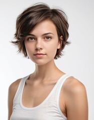 Fit woman in white athletic wear, suitable for fitness, wellness, and sportsrelated content, ideal for health and lifestyle blogs and websites.