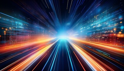Obraz premium Abstract technology background of high speed global data transfer, ultra fast broadband and connection