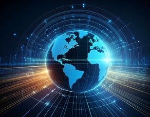 Fototapeta premium Abstract technology background of high speed global data transfer, ultra fast broadband and connection