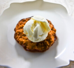 Chocolate Praline Cookie Crisp with Ice Cream