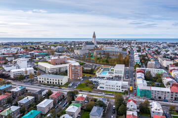 Obraz premium Reykjavik city center at summer