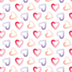 Seamless pattern of doodle hearts on isolated background. Romantic love design for love, Valentine’s day, mother’s day, wedding celebration, greeting card, invitations, scrapbooking.