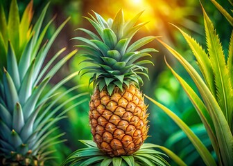 Obraz premium Surreal Pineapple Palm Tree PNG, Deep Focus