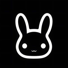 rabbit_in_black_and_white_icon_image_illustration,generation AI