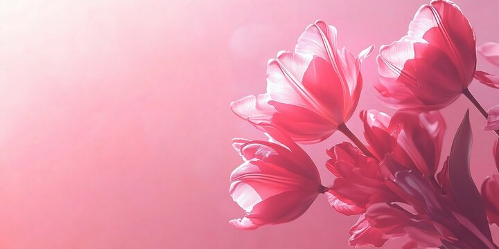 Pink Tulip International Women's Day, Mother's Day, Valentine's Day Template with Copy Space, suitable for banner, poster, and greeting card design