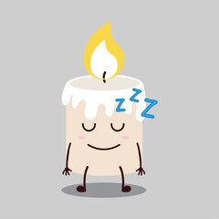 cute sleep expression of candle cartoon character
