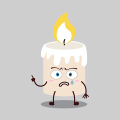 cute nervous expression of candle cartoon character
