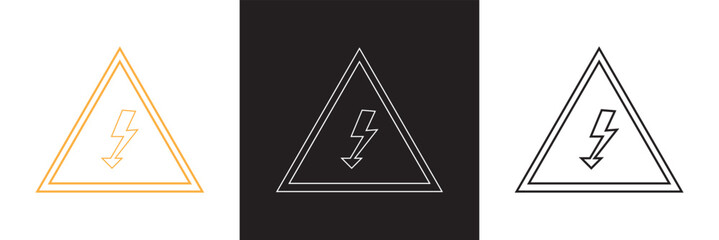 High voltage sign with lightning. isolated on white and black background. Vector illustration .EPS 10