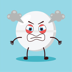 cute furious expression of drug tablet cartoon character