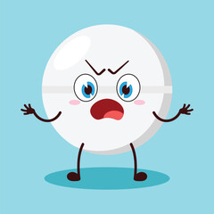 cute why expression of drug tablet cartoon character