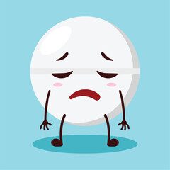 cute tired expression of drug tablet cartoon character