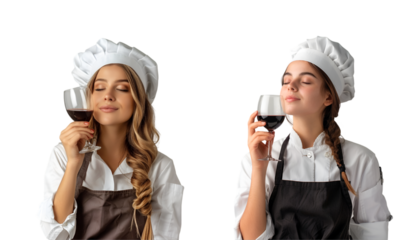 Chef with glass of wine