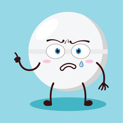 cute weird expression of drug tablet cartoon character