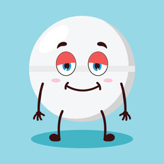 cute lazy expression of drug tablet cartoon character