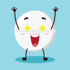cute excited expression of drug tablet cartoon character