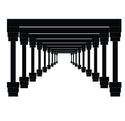 Cute cartoon vector design of corridor with pillars black icon