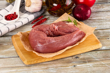 Raw pork tenderloin for cooking
