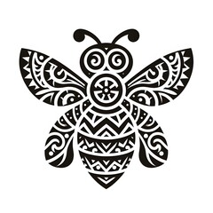 AI Generate of Bee Shape in Samoan Art style isolated in white