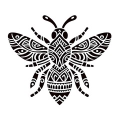 AI Generate of Bee Shape in Samoan Art style isolated in white