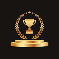 Trophy cup with laurel wreath