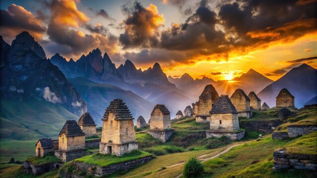 Mysterious Silhouettes of Dargavs, the Ancient Necropolis of North Ossetia, Russia - Captivating Landscape Photography of the City of the Dead Amidst Majestic Mountains