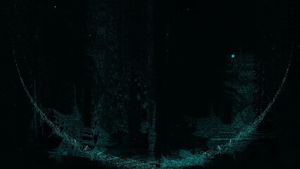  Dark digital artwork with teal light accents, resembling a futuristic, abstract cityscape or data flow, featuring glowing textures and intricate patterns.