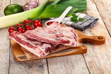 Raw pork ribs for cooking