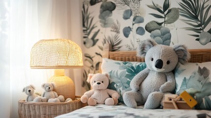 Cozy Nursery with Plush Koala and Soft Teddy Bear Accents