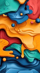 Vibrant Abstract 3D Fluid Art with Multicolored Layers and Dynamic Shapes in a Modern Artistic Design