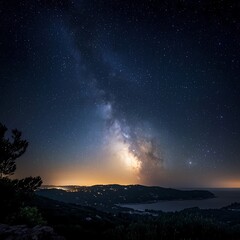 Fototapeta premium Milky Way over Coastal Landscape
