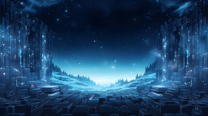 Cyber winter background, copy space for text