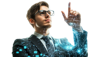 Young teacher utilizing AI-powered tools for personalized learning,