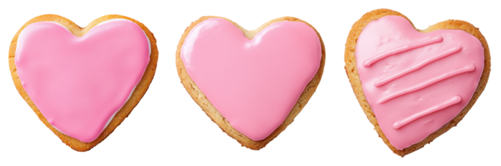 valentine heart gift. Heart shaped cookies with pink icing transparent background