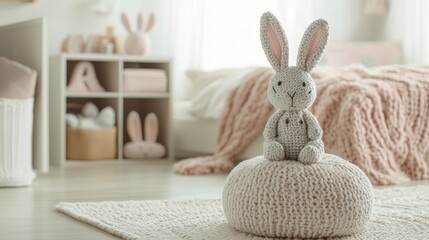 Soft Crochet Bunny Toy in Cozy Nursery with Gentle Decor