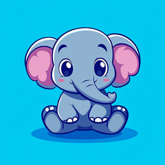 Obraz premium Cute Elephant Sitting And Waving Hand Cartoon Vector Icon Illustration.