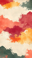Fototapeta premium Abstract textured painting with colorful brushstrokes in warm tones.