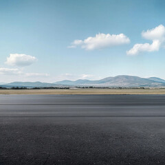 Panorama empty asphalt road and tarmac floor with moutain on back
