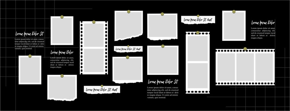 Pictures or photos frame collage, page grid layout abstract photo frames and digital photo wall template
