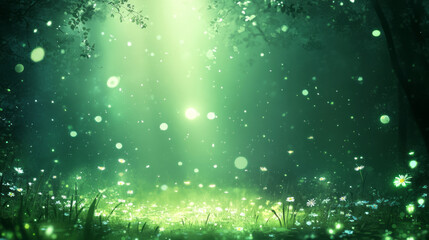 enchanted dreams a mystical green forest with glowing flowers and ethereal lights