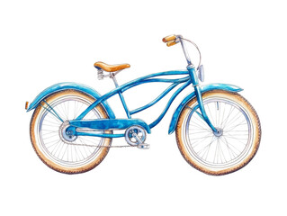 Cruiser Bike watercolor illustration isolated transparent background