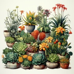 Obraz premium A Lush Green Oasis with Tropical and Mediterranean Plants for Outdoor Living