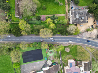 Aerial View of Downtown and Central Peterborough City of Eastern England United Kingdom.