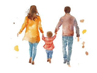 Family watercolor illustration isolated on transparent background
