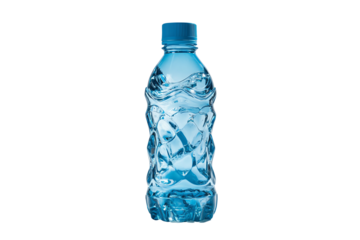 A clear plastic water bottle featuring a unique textured design. Ideal for showcasing hydration, fitness, and outdoor activities.