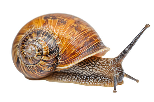A close-up view of a beautiful, detailed snail showcasing its unique shell patterns and textures, representing nature's intricate designs. - Powered by Adobe